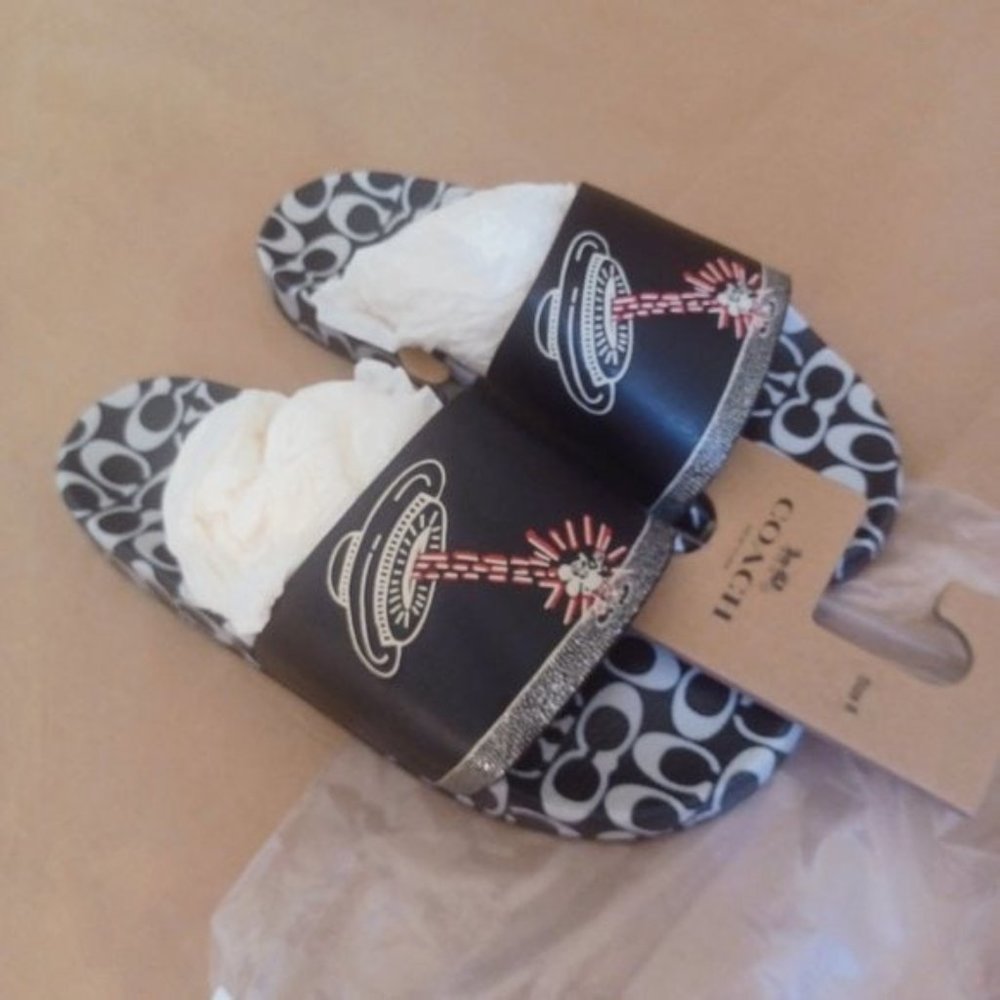 Coach x Keith Haring X Disney Mickey Mouse Slides Sandals, Men's 8, Unisex, NWT - Picture 3 of 8